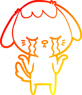 Bir insan tarafından çizilmiş, ağlayan bir köpeğin sıcak çizgi çizgisi.