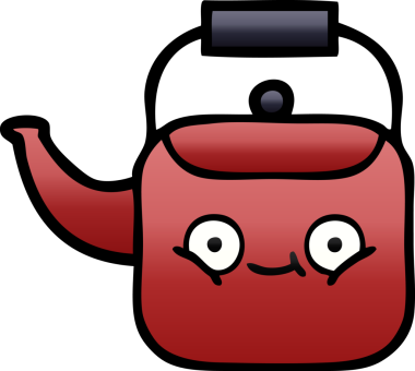 Bir insan tarafından çizilmiş gölgeli bir çaydanlık karikatürü