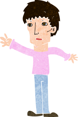 Çizgi film endişeli bir adam bir insan tarafından çizilmiş