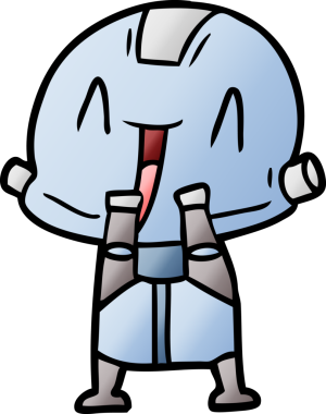 Bir insan tarafından çizilmiş çizgi film robotu