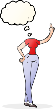 Serbest çizim düşünce balonu karikatür kadın vücudu bir insan tarafından çizilmiş.