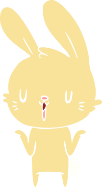 Bir insan tarafından çizilmiş düz renk çizgi film tavşanı.