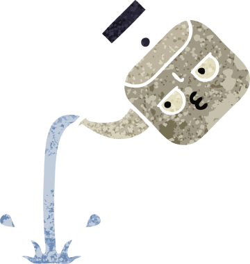 Bir insan tarafından çizilmiş bir çaydanlığın retro çizim tarzı karikatürü