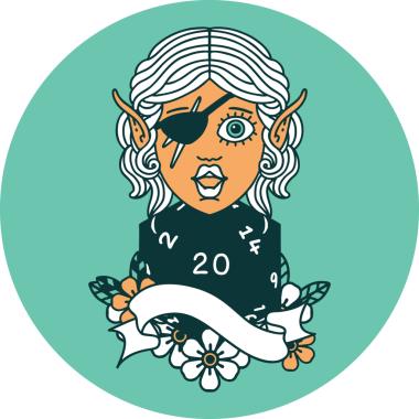 Bir insan tarafından çizilmiş doğal yirmi zarlı elf düzenbaz karakteri simgesi