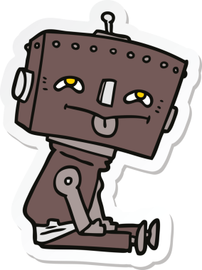 Bir insan tarafından çizilmiş robot karikatür çıkartması.