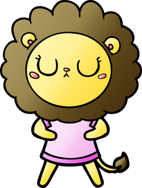 Bir insan tarafından çizilmiş çizgi film aslanı.