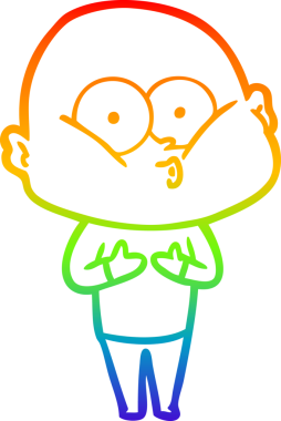 Gökkuşağı gradyan çizgi çizimi bir insan tarafından çizilmiş kel bir adamın çizimi