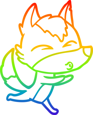 Gökkuşağı gradyan çizgi çizimi bir insan tarafından çizilmiş bir kurt çizgi filmi.