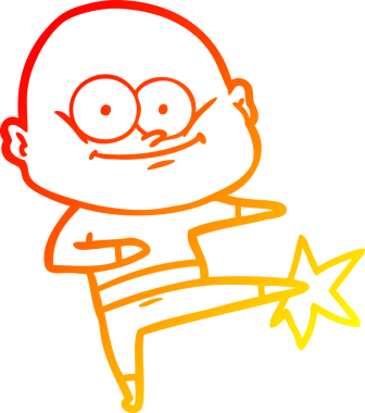 Bir insan tarafından çizilmiş karateci kel bir adamın sıcak çizgi çizimi