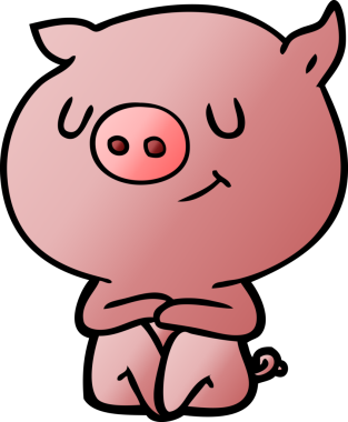 Bir insan tarafından çizilmiş mutlu çizgi film domuzu.