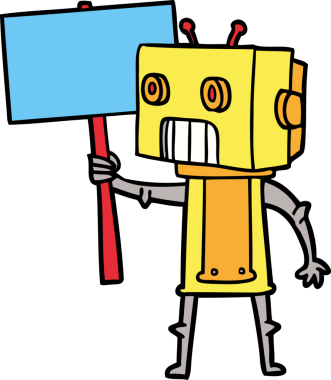 Bir insan tarafından çizilmiş çizgi film robotu