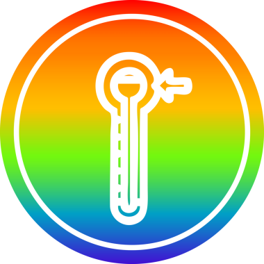 Bir insan tarafından çizilmiş gökkuşağı gradyanı olan yüksek sıcaklıklı dairesel simge