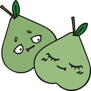 Bir insan tarafından çizilmiş yeşil armut karikatürü.