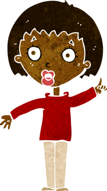 Çizgi filmdeki kadın, bir insan tarafından çizilen noktayı anlatıyor.