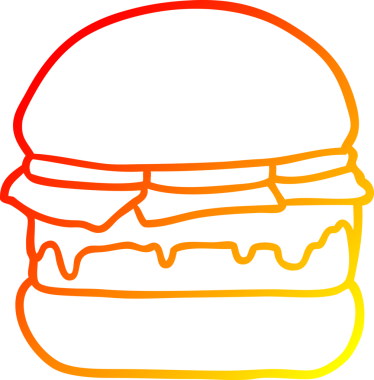 Bir insan tarafından çizilmiş bir hamburgerin sıcak gradyan çizimi