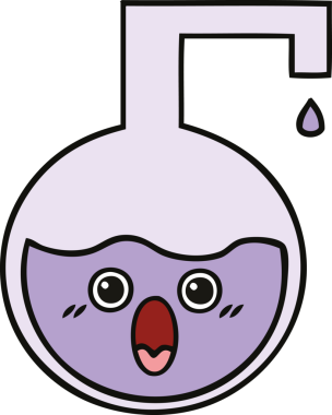 Bir insan tarafından çizilmiş bilimsel bir deneyin sevimli karikatürü.