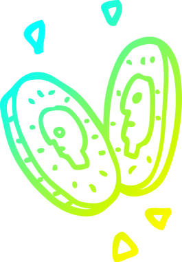 Bir insan tarafından çizilmiş para paralarının soğuk gradyan çizgisi.