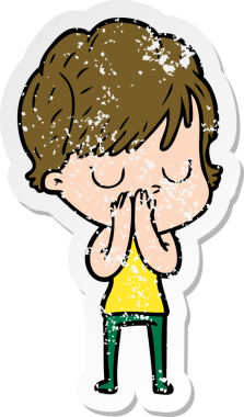 Bir insan tarafından çizilmiş karikatür bir kadının sıkıntılı çıkartması.