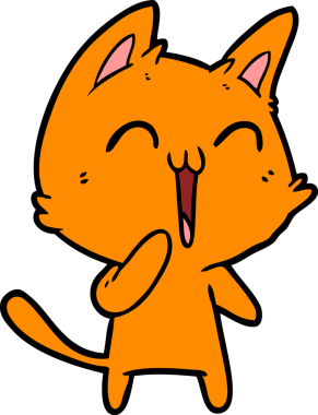 Mutlu çizgi film kedisi miyavlıyor bir insan tarafından