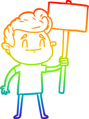 Gökkuşağı gradyan çizimi mutlu bir çizgi film adamı bir insan tarafından çizilmiş