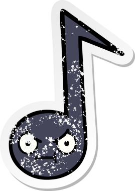 Bir insan tarafından çizilmiş şirin bir karikatür müzik notasının sıkıntılı çıkartması.