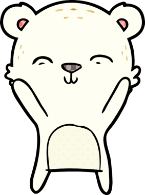 Bir insan tarafından çizilmiş mutlu kutup ayısı çizgi filmi.