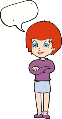 Bir insan tarafından çizilmiş konuşma balonu olan gururlu bir karikatür.