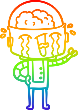 gökkuşağı gradyan çizimi bir insan tarafından çizilmiş ağlayan bir robot çizgi