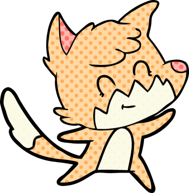 Bir insan tarafından çizilmiş çizgi film dostu tilki.