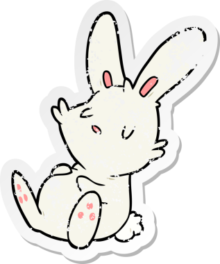 Bir insan tarafından çizilmiş çizgi film tavşanının sıkıntılı çıkartması.