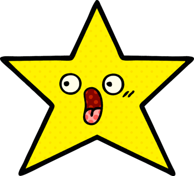 Bir insan tarafından çizilmiş bir altın yıldızın çizgi filmi.