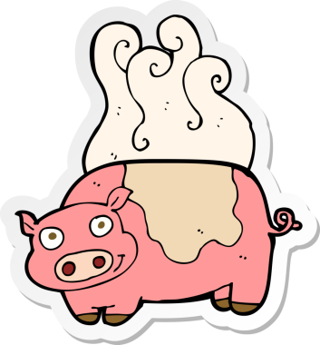 Bir insan tarafından çizilmiş bir domuzun çıkartması.