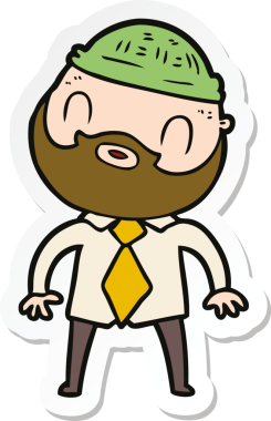 Bir insan tarafından çizilmiş sakallı bir adamın çıkartması.