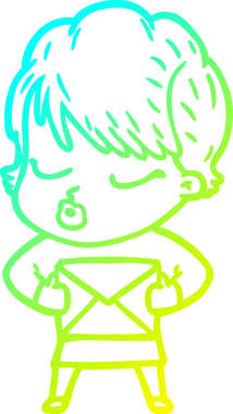 Bir insan tarafından çizilmiş gözleri olan bir karikatür kadın çizimi