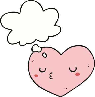Bir insan tarafından çizilmiş düşünce baloncuklu aşk kalbi.