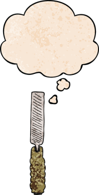 bir insan tarafından çizilmiş grunge desen biçiminde düşünce baloncuğu olan çizgi film metal dosyası