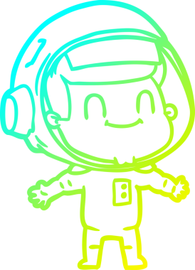 Bir insan tarafından çizilmiş mutlu bir astronot çizgi roman çizimi.