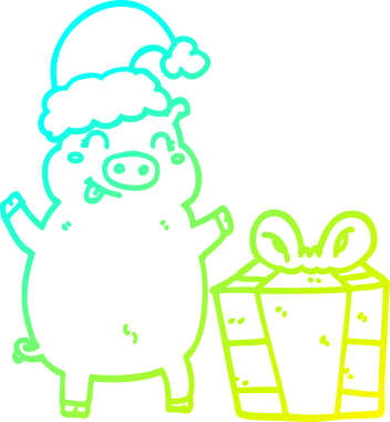 Bir insan tarafından çizilmiş mutlu noel domuzu çizgi filmi.