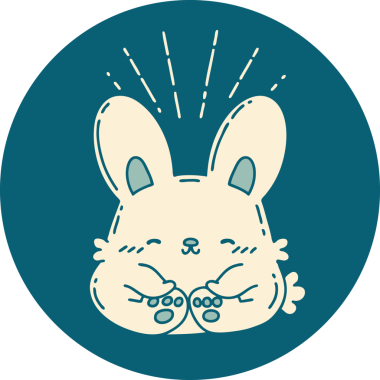 Bir insan tarafından çizilmiş mutlu tavşan dövmesi ikonu.