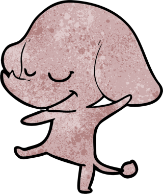 Bir insan tarafından çizilmiş gülümseyen bir fil.