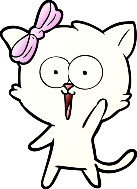 Bir insan tarafından çizilmiş çizgi film kedisi.