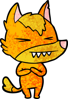 Bir insan tarafından çizilmiş tilki çizgi film karakteri