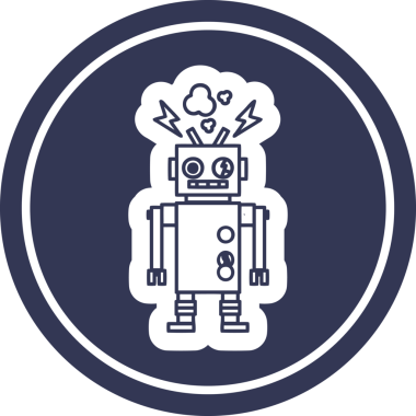 arızalı robot dairesel simgesi bir insan tarafından çizildi