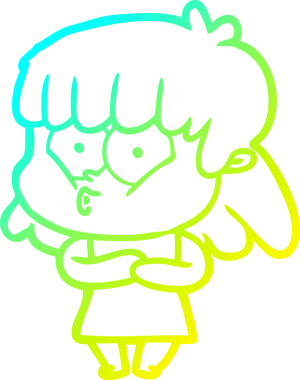 Bir insan tarafından çizilen ıslık çalan bir kızın soğuk gradyan çizgisi.