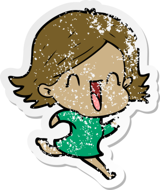 Bir insan tarafından çizilmiş mutlu bir karikatür çıkartması.