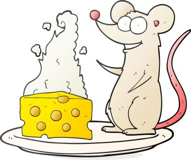 Bir insan tarafından çizilmiş peynirli serbest çizim faresi.