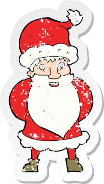 Bir insanın çizdiği Noel Baba çizgi filminin gerilimli retro çıkartması.