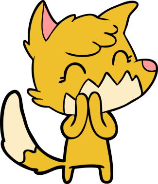 Bir insan tarafından çizilmiş mutlu çizgi film tilkisi.