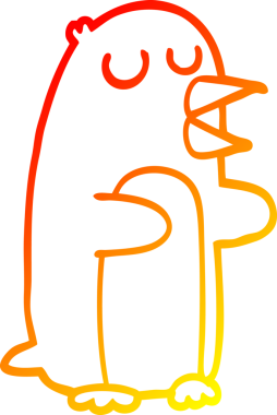 Bir insan tarafından çizilen karikatür pengueninin sıcak çizgi çizimi