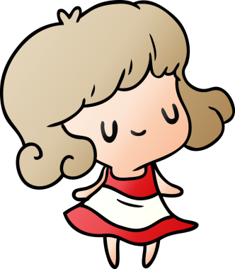 bir insan tarafından çizilmiş tatlı bir kızın gradyan çizimi kawaii